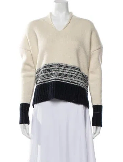 Pre-owned Adam Lippes Wool Striped Sweater In Blue/white