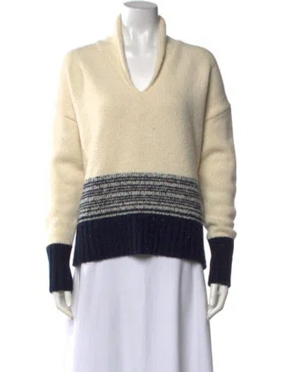 Pre-owned Adam Lippes Wool Striped Sweater In Neutrals