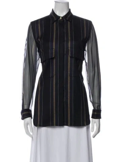 Pre-owned Adam Lippes Wool Striped Top In Blue