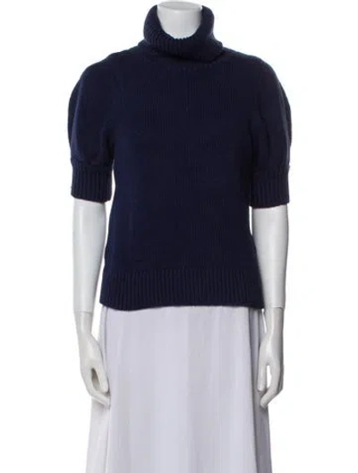 Pre-owned Adam Lippes Wool Turtleneck Sweater In Blue