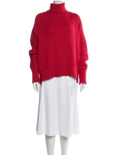 Pre-owned Adam Lippes Wool Turtleneck Sweater In Red