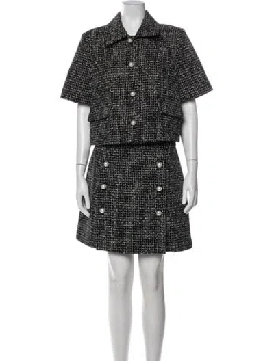 Pre-owned Adam Lippes Wool Tweed Pattern Skirt Set W/ Tags In Black