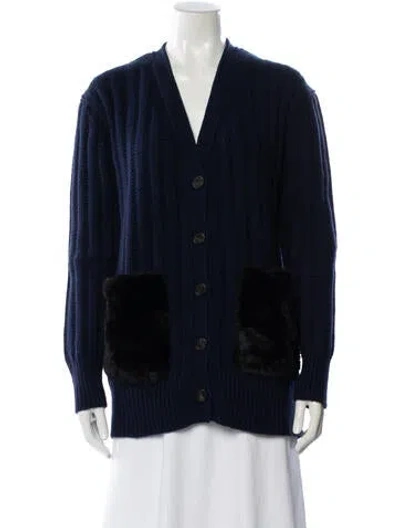 Pre-owned Adam Lippes Wool V-neck Sweater In Gray