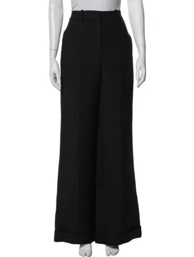 Pre-owned Adam Lippes Wool Wide Leg Pants In Black