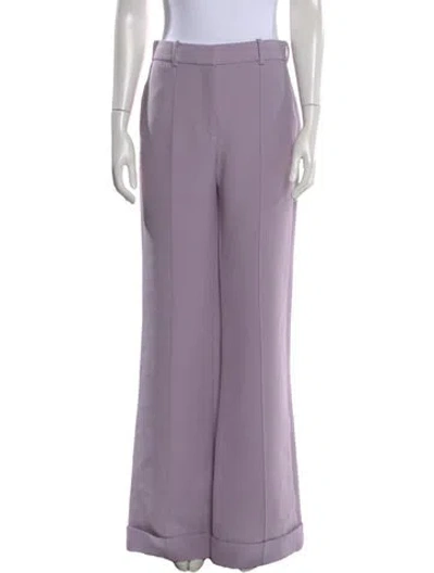 Pre-owned Adam Lippes Wool Wide Leg Pants In Purple