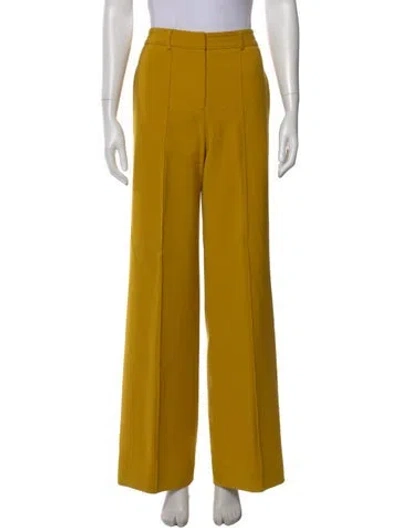 Pre-owned Adam Lippes Wool Wide Leg Pants In Yellow