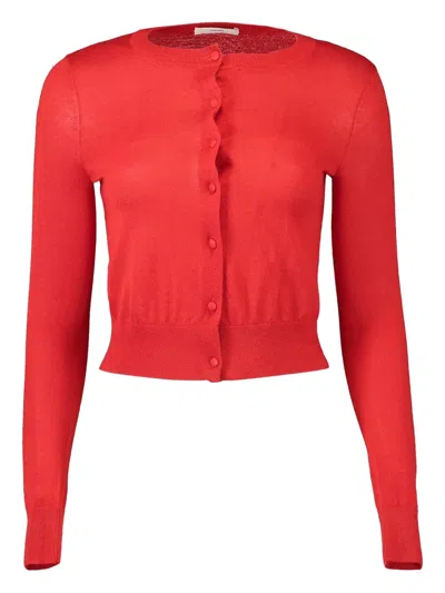 Adam Lippes Worth Button-up Cardigan In Red