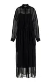 Adam Lippes Wyeth Dress In Chiffon Plisse In Black
