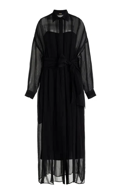 Adam Lippes Wyeth Dress In Chiffon Plisse In Black