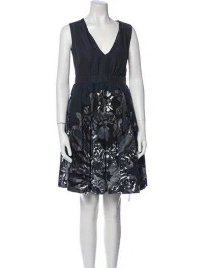 Pre-owned Adam Printed Knee-length Dress In Gray