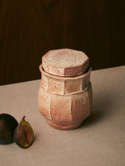 Adam Ross Hand-thrown Ceramic Faceted Jam Jar In Brown