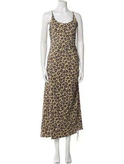 Pre-owned Adam Selman Animal Print Long Dress In Multi