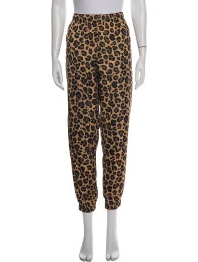 Pre-owned Adam Selman Animal Print Straight Leg Pants In Neutral