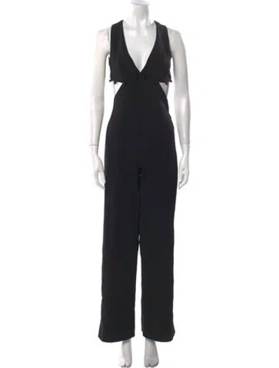 Pre-owned Adam Selman Crew Neck Jumpsuit In Black
