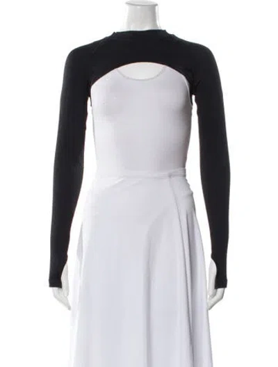 Pre-owned Adam Selman Crew Neck Long Sleeve Top In Black