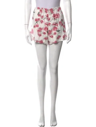 Pre-owned Adam Selman Floral Print Mini Shorts In Gray