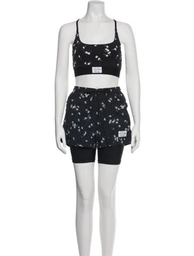 Pre-owned Adam Selman Floral Print Set In White