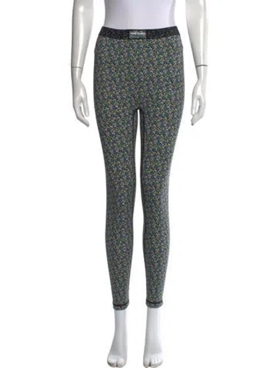Pre-owned Adam Selman Floral Print Skinny Leg Pants In Blue