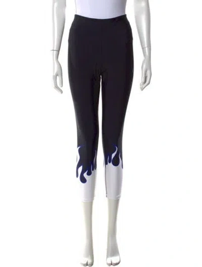 Pre-owned Adam Selman Graphic Print Skinny Leg Pants In Black