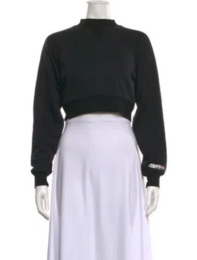 Pre-owned Adam Selman Mock Neck Long Sleeve Crop Top In Black
