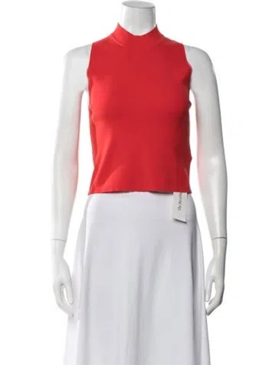 Pre-owned Adam Selman Mock Neck Sleeveless Top In Red