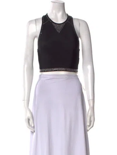 Pre-owned Adam Selman Nylon Halterneck Crop Top In Black