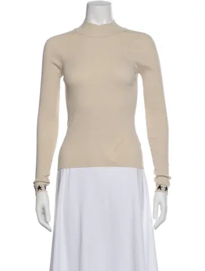 Pre-owned Adam Selman Nylon Mock Neck Top In Neutral