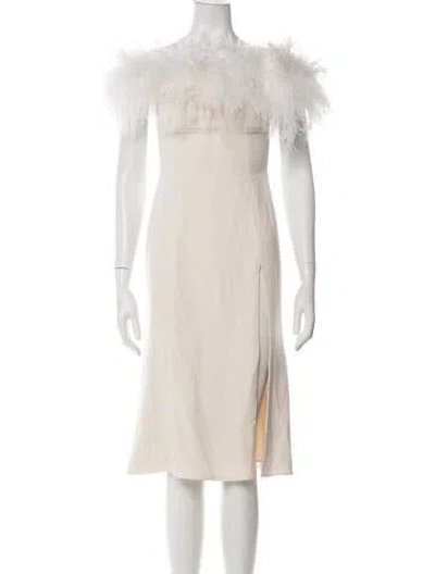 Pre-owned Adam Selman Off-the-shoulder Midi Length Dress In White
