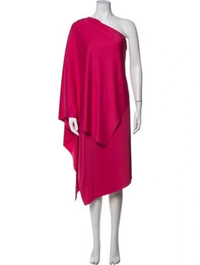 Pre-owned Adam Selman One-shoulder Knee-length Dress In Pink
