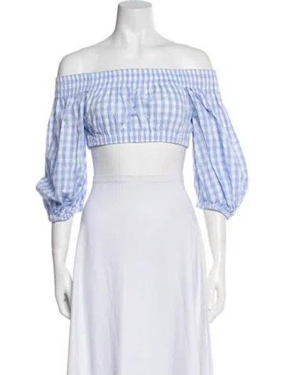 Pre-owned Adam Selman Plaid Print Off-the-shoulder Crop Top In Multi