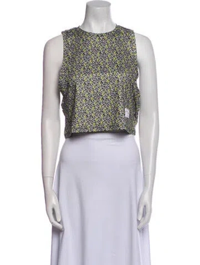 Pre-owned Adam Selman Printed Crew Neck Crop Top W/ Tags In Yellow