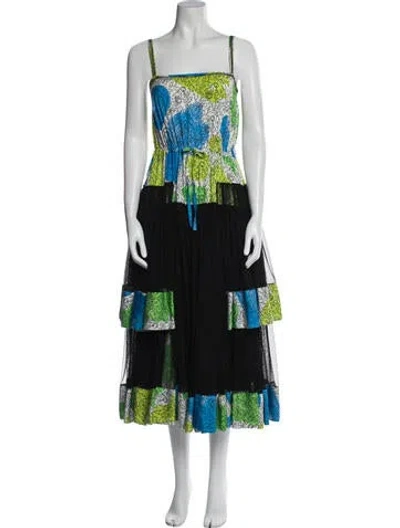 Pre-owned Adam Selman Printed Long Dress In White