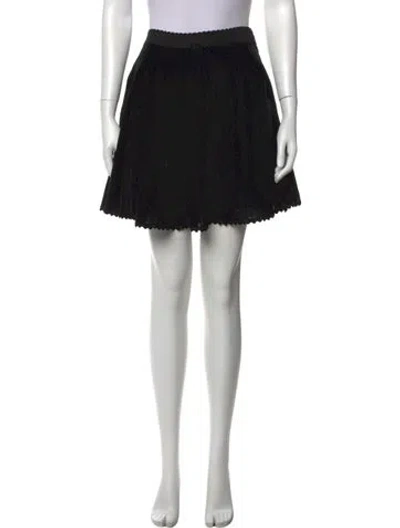 Pre-owned Adam Selman Scalloped Accent Mini Skirt In Black