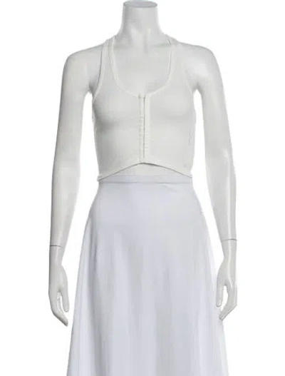 Pre-owned Adam Selman Scoop Neck Sleeveless Crop Top W/ Tags In White