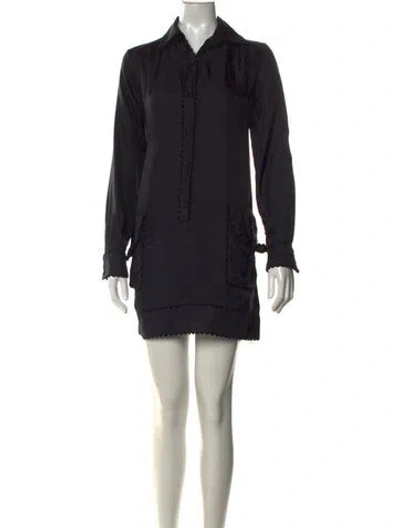 Pre-owned Adam Selman Silk Mini Dress In Black