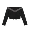 Adam Selman Sport Sport Shoulder And Abs Top - Black/silver In Black