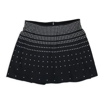 Adam Selman Sport Sporty Black/silver Flared Miniskirt In Multi