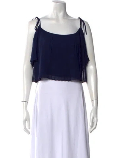 Pre-owned Adam Selman Square Neckline Sleeveless Crop Top In Blue