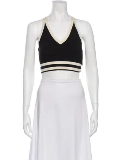 Pre-owned Adam Selman V-neck Sleeveless Crop Top In Black