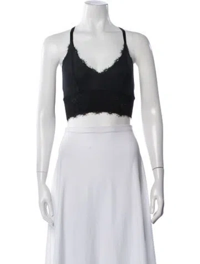 Pre-owned Adam Selman V-neck Sleeveless Crop Top In Black