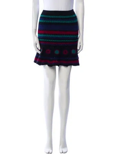 Pre-owned Adam Selman Wool Mini Skirt In Black