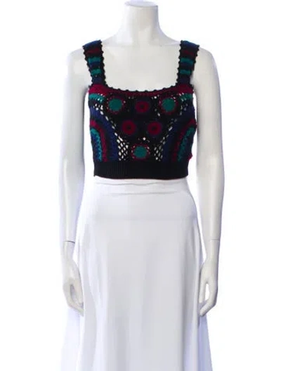 Pre-owned Adam Selman Wool Printed Crop Top W/ Tags In Black