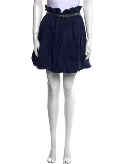 Pre-owned Adam Sequin Embellishments Mini Skirt In Blue