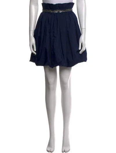 Pre-owned Adam Sequin Embellishments Mini Skirt In Blue
