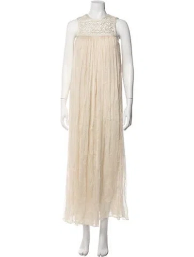 Pre-owned Adam Silk Long Dress In Neutrals