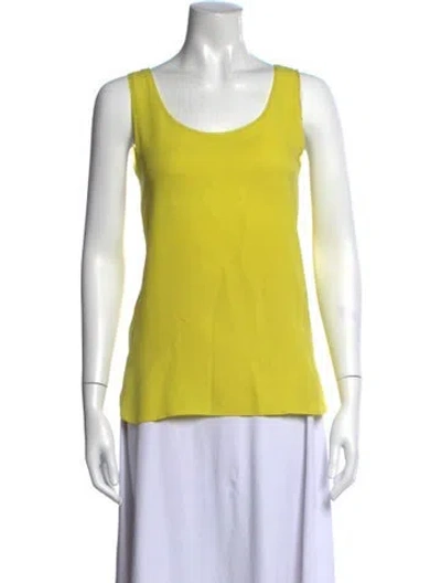 Pre-owned Adam Silk Scoop Neck Top In Yellow