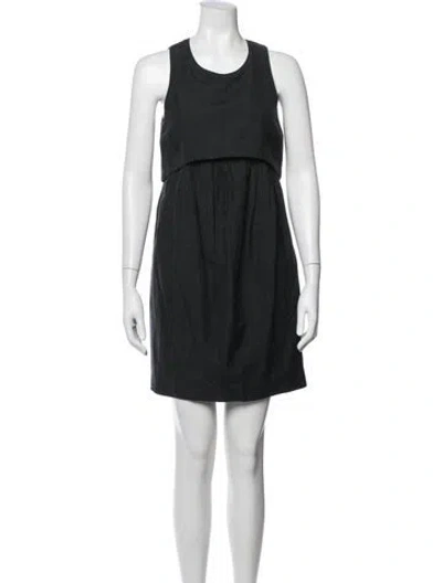Pre-owned Adam Virgin Wool Mini Dress In Grey