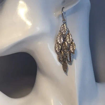Pre-owned Adami & Martucci Sterling Silver Dune Feather Drop Earrings