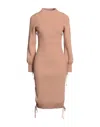 Adamo Andrea Adamo Andreādamo Woman Midi Dress Light Brown Size L Wool, Acrylic, Polyamide, Elastane In Brown