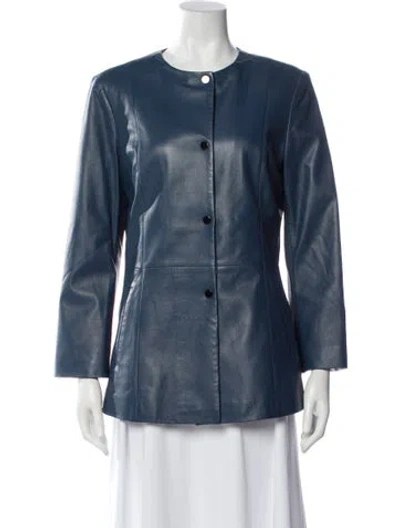 Pre-owned Adamo Lamb Leather Jacket In Blue